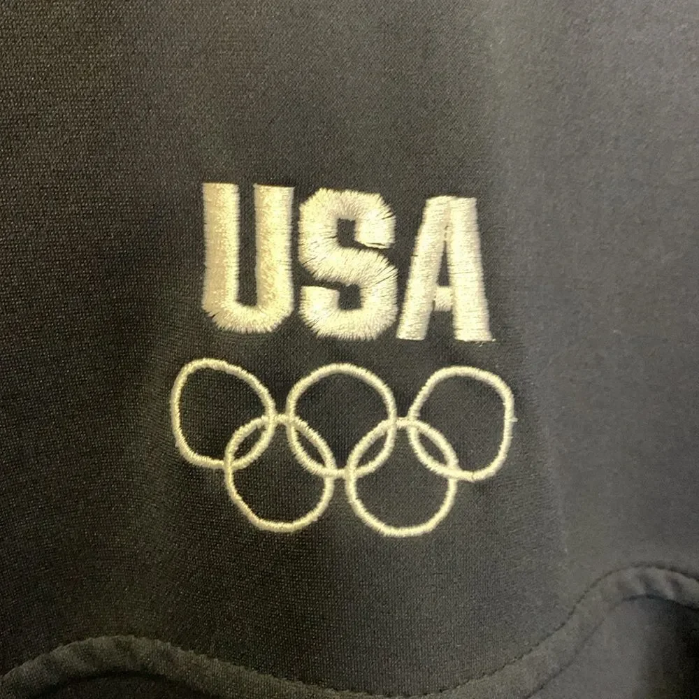 Vintage USA Olympic Committee Navy Full Zip Athletic Track Jacket Size L